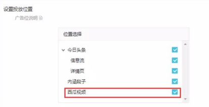 西瓜視頻廣告主在頭條AD后臺創建廣告計劃時，可單獨在西瓜視頻投放廣告。